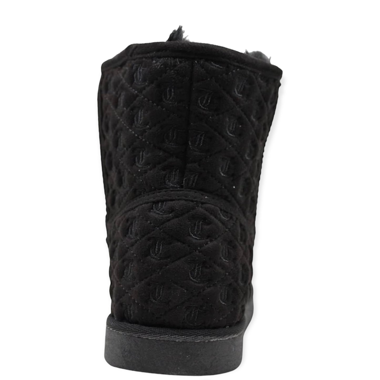 KAVE Black Suede/Faux-Fur Flats Round Toe Women's Winter Ankle Boots