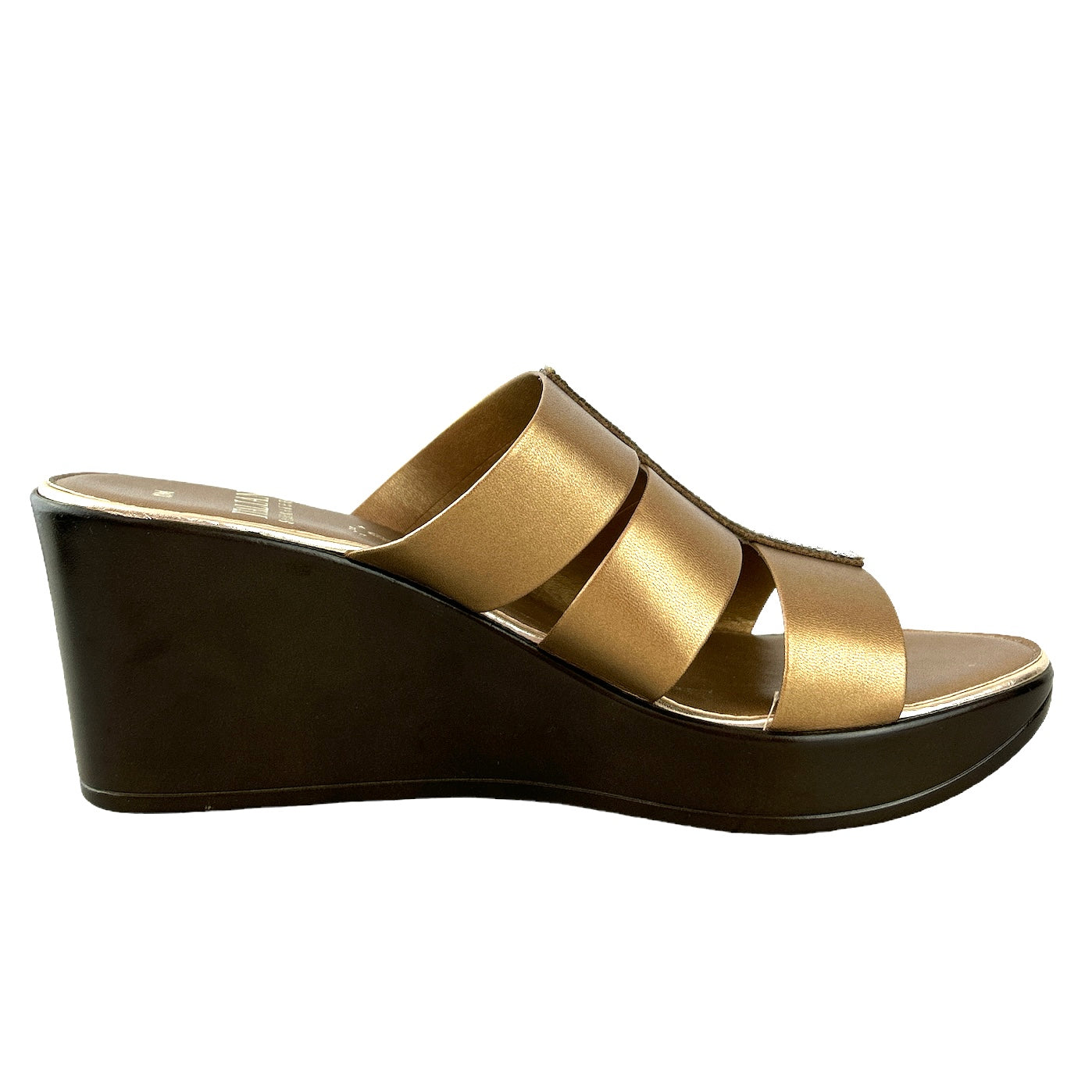 ITALIAN SHOEMAKERS Bronze Metallic Size 10 M Slip On Women's Wedge Sandals