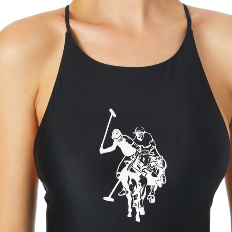 One-Piece Swimsuit High Neck Cross Back Tie Women's Swimwear