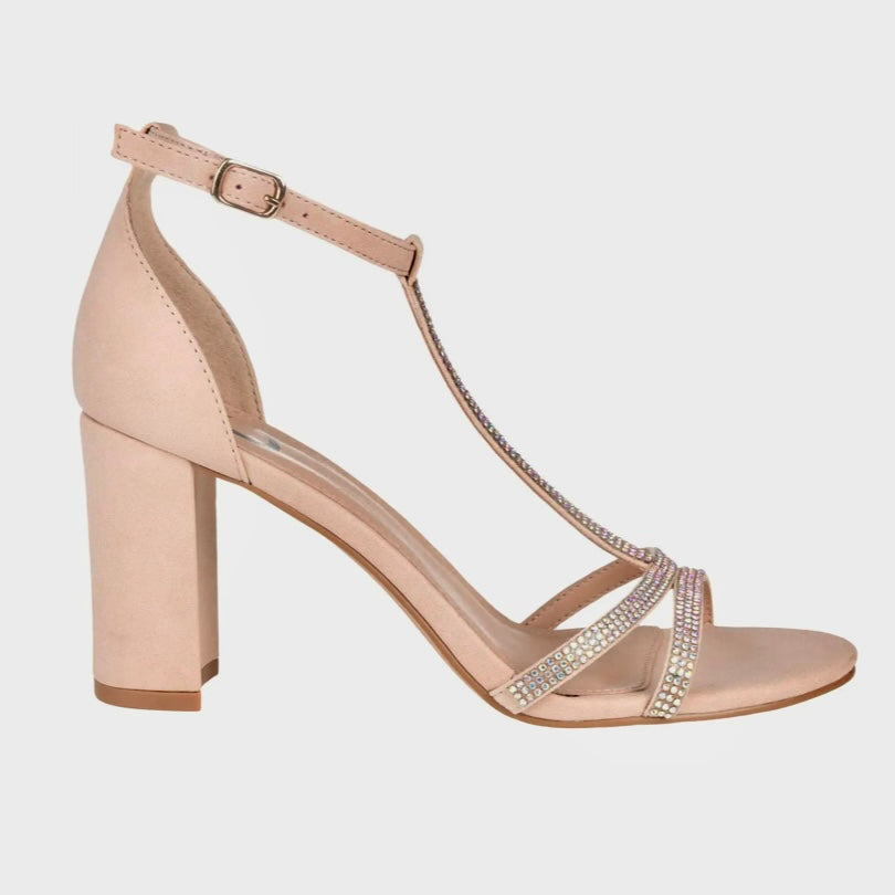 DENALI Nude Round Open Toe Block Heels Size 7 Women's Sandals