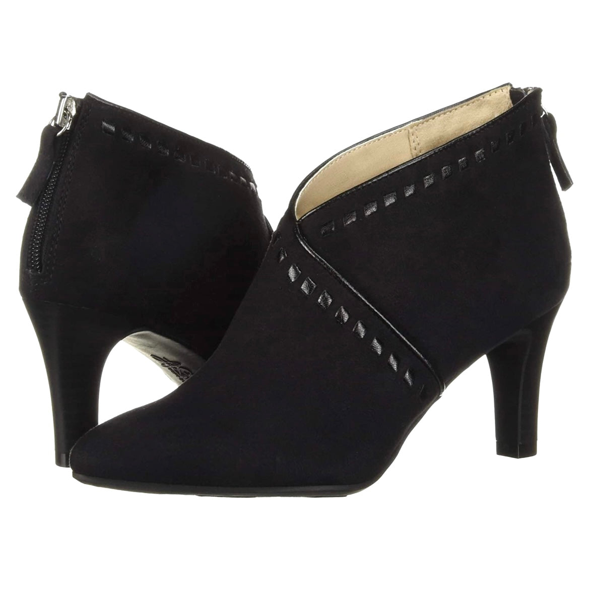 GIADA Comfort Black Suede Pointed Toe Booties Women's Ankle Boots