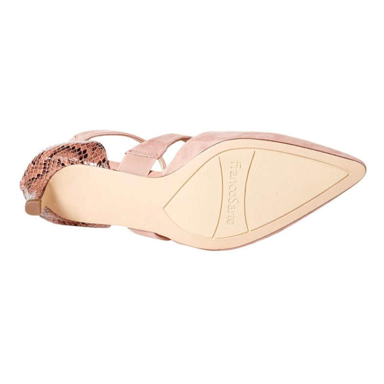 L-DAVEY Mauve Pointed Toe Ankle Strap Kitten Heel Women's Pumps
