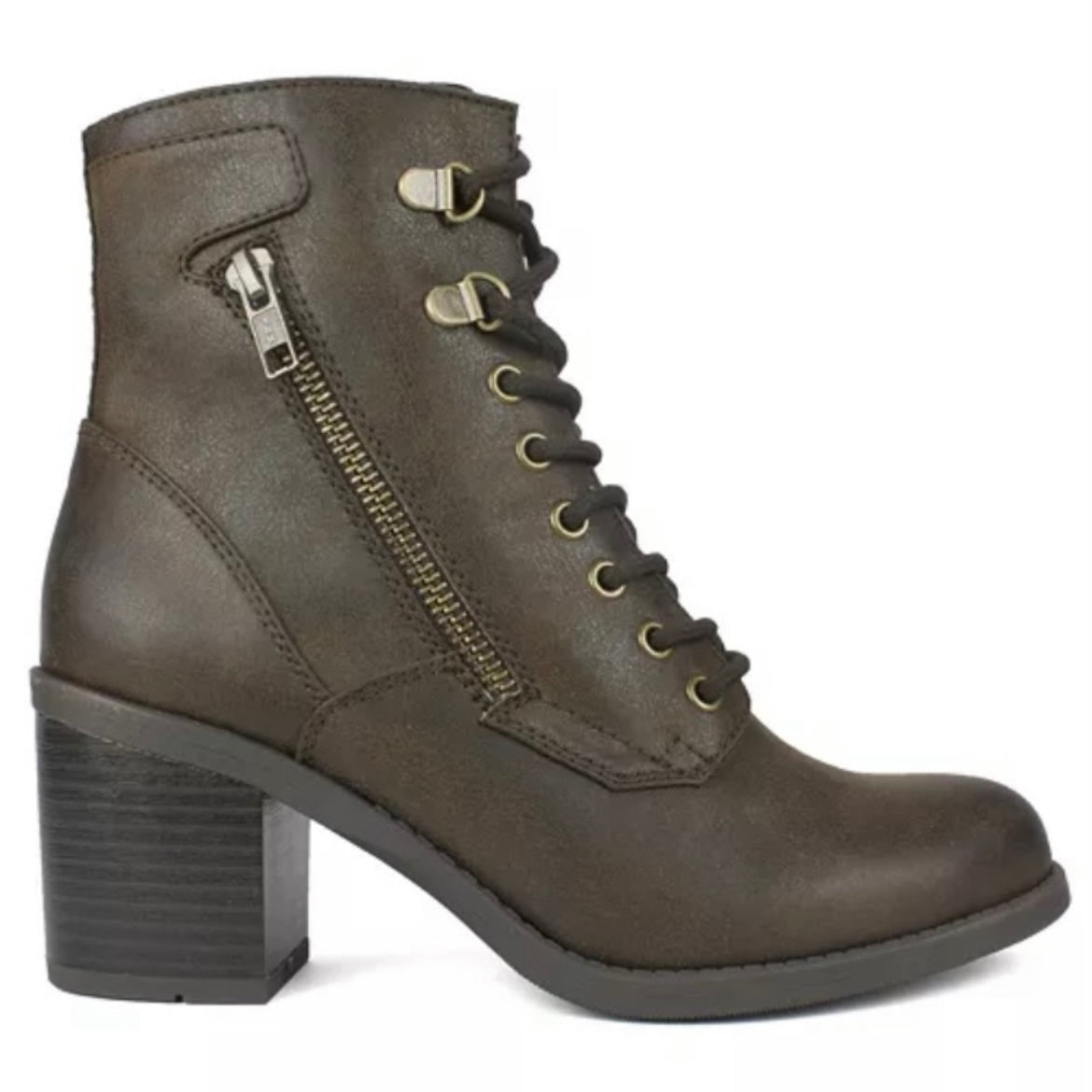 DORIAN Lace Up/Zip Block Heel Ankle Boots Women's Booties Combat