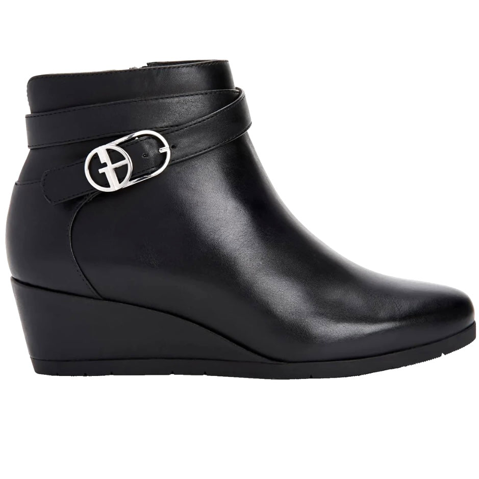 CHERUBP Black Comfort Zip Up Booties Wedge Heel Women's Ankle Boots