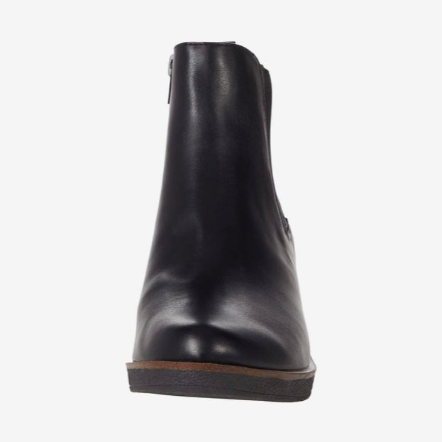 BRANDI Black Zip Up Slip On Booties Wedge Heels Women's Ankle Boots