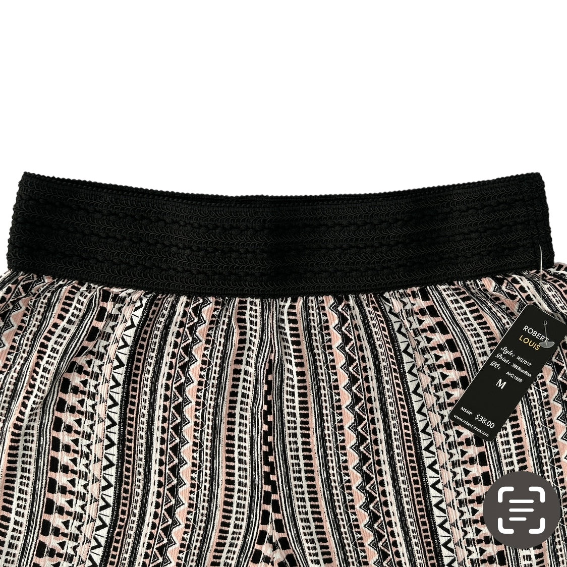 Casual Black/White/Pink Wide Leg Loose Fit High Rise Size M Women's Pants