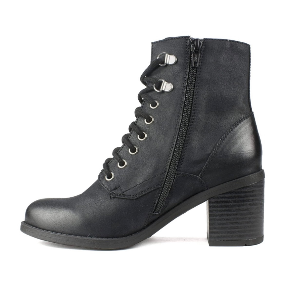 DORIAN Lace Up/Zip Block Heel Ankle Boots Women's Booties Combat