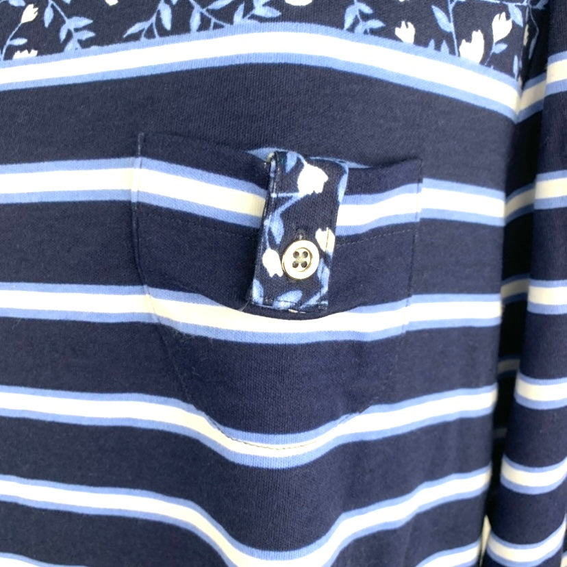 Blue/White Stripes ¾ Sleeve Plus Size Women's Sweaters