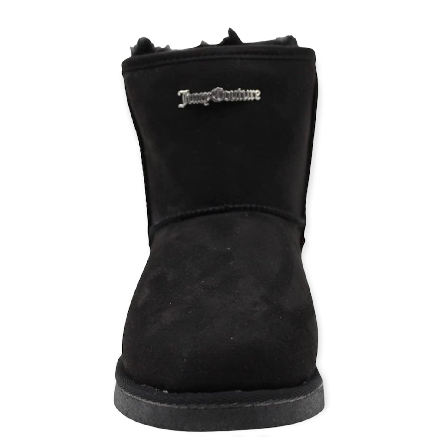 KAVE Black Suede/Faux-Fur Flats Round Toe Women's Winter Ankle Boots