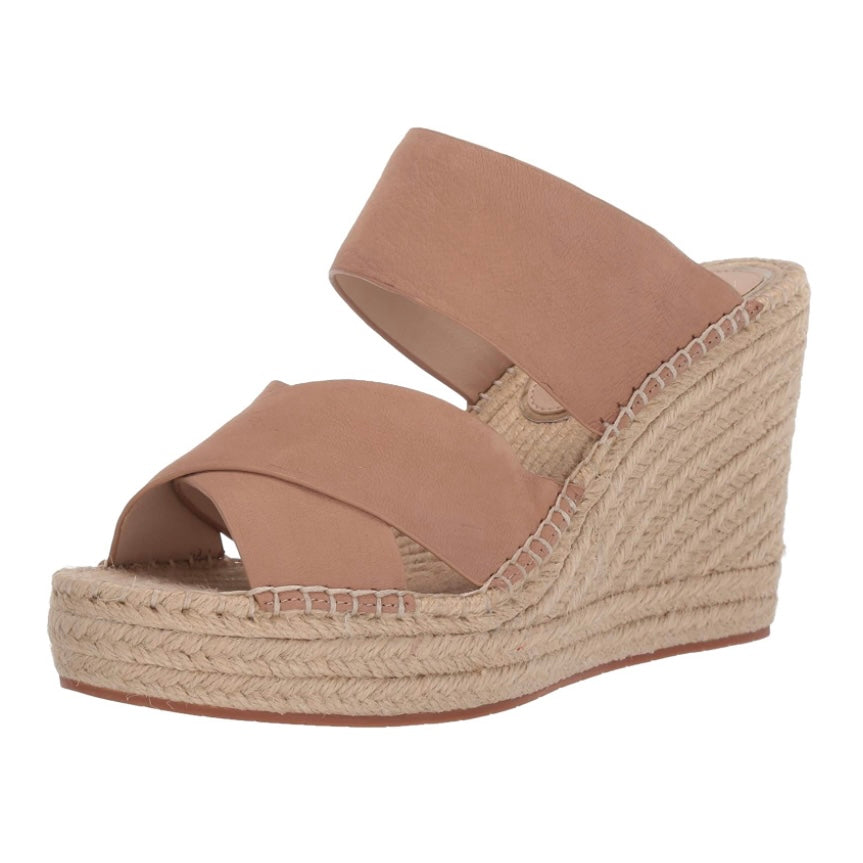 OLIVIA X BAND Sand Leather Espadrille Open Toe Platform Women's Sandals