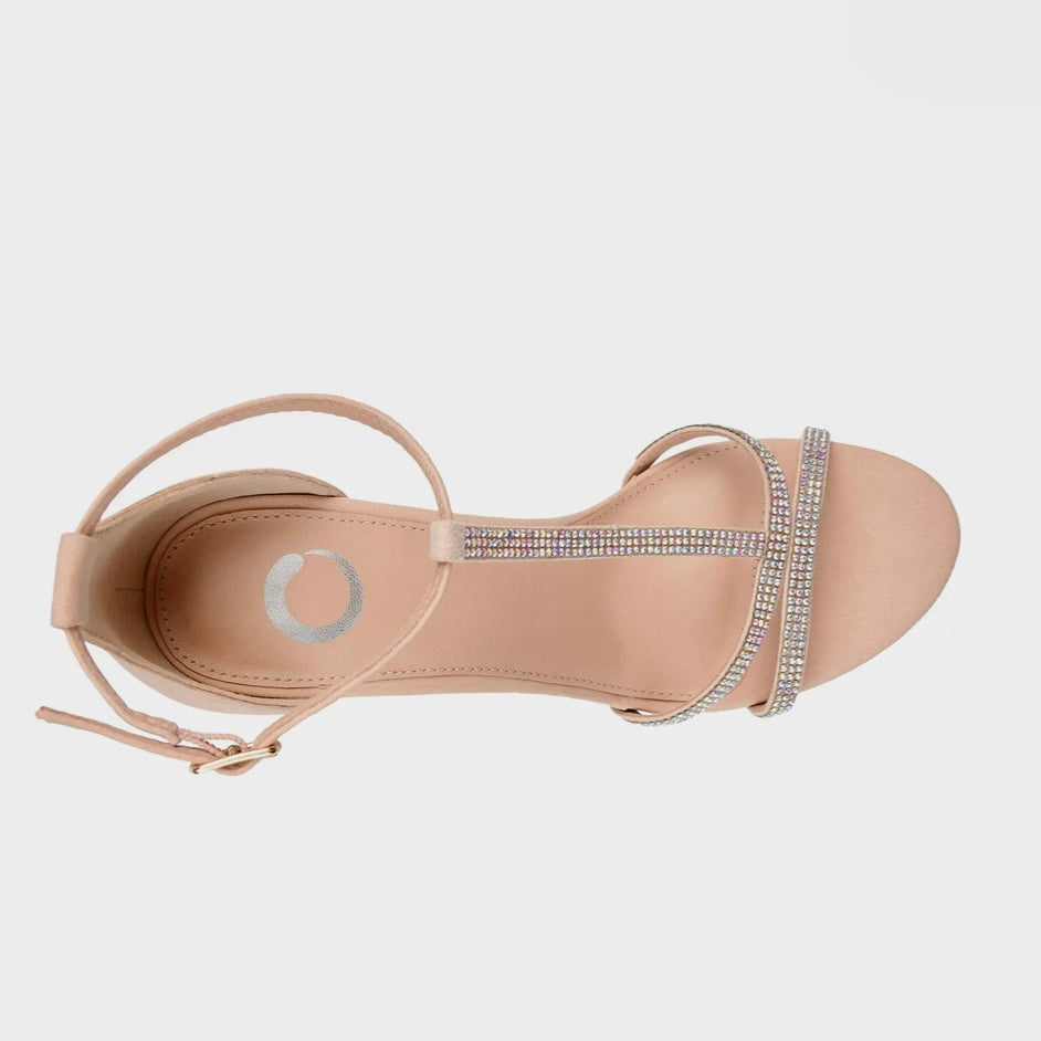 DENALI Nude Round Open Toe Block Heels Size 7 Women's Sandals