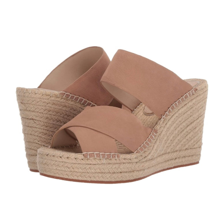 OLIVIA X BAND Sand Leather Espadrille Open Toe Platform Women's Sandals