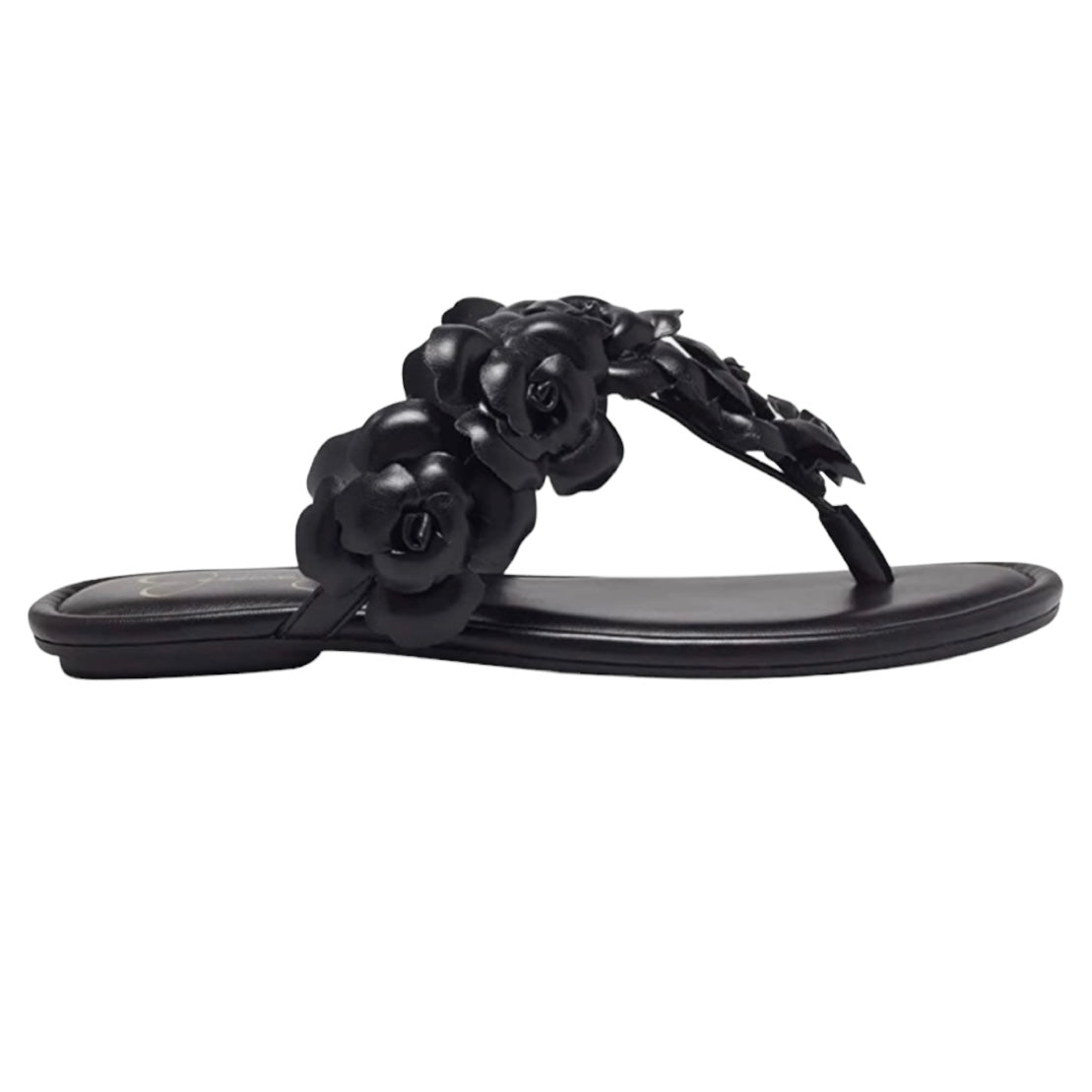 GINIMA Black Comfort Flats Thong Straps Slip On Women's Flats Sandals