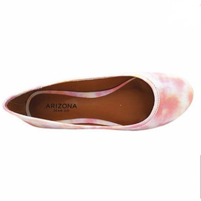 Pink/Yellow Tie dye Round Toe Slip On Size 9 Women's Ballet Flats