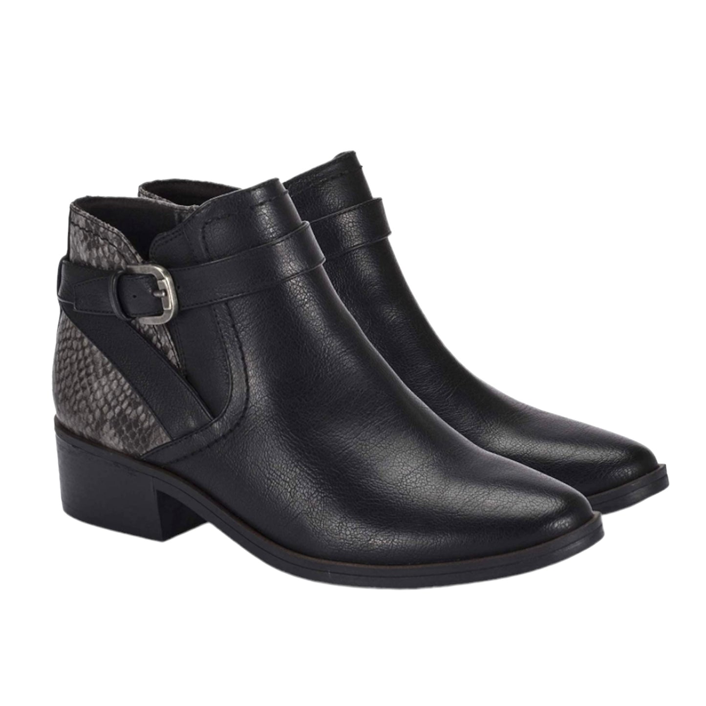 MACI Black Booties Side Zip Up Almond Toe Size 5.5 Women's Ankle Boots