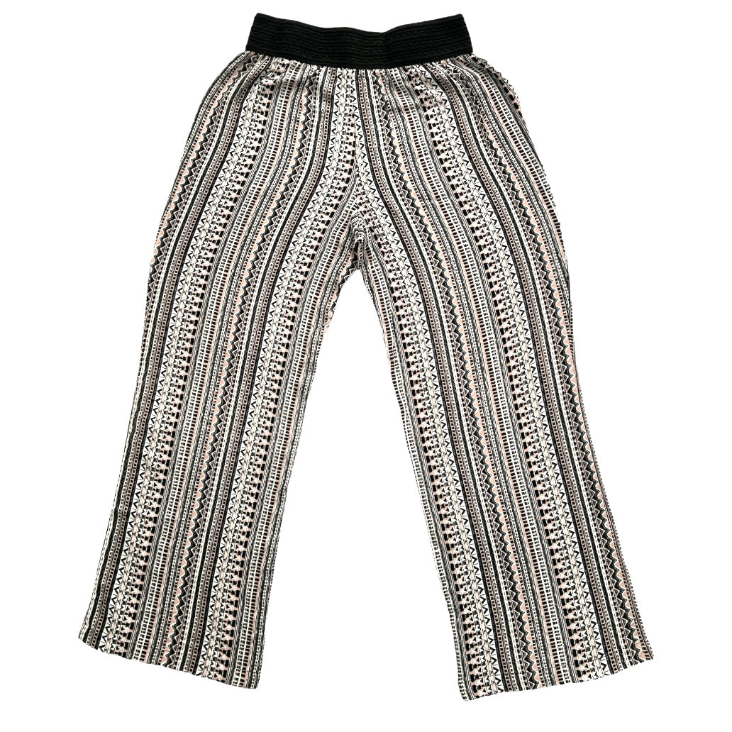Casual Black/White/Pink Wide Leg Loose Fit High Rise Size M Women's Pants
