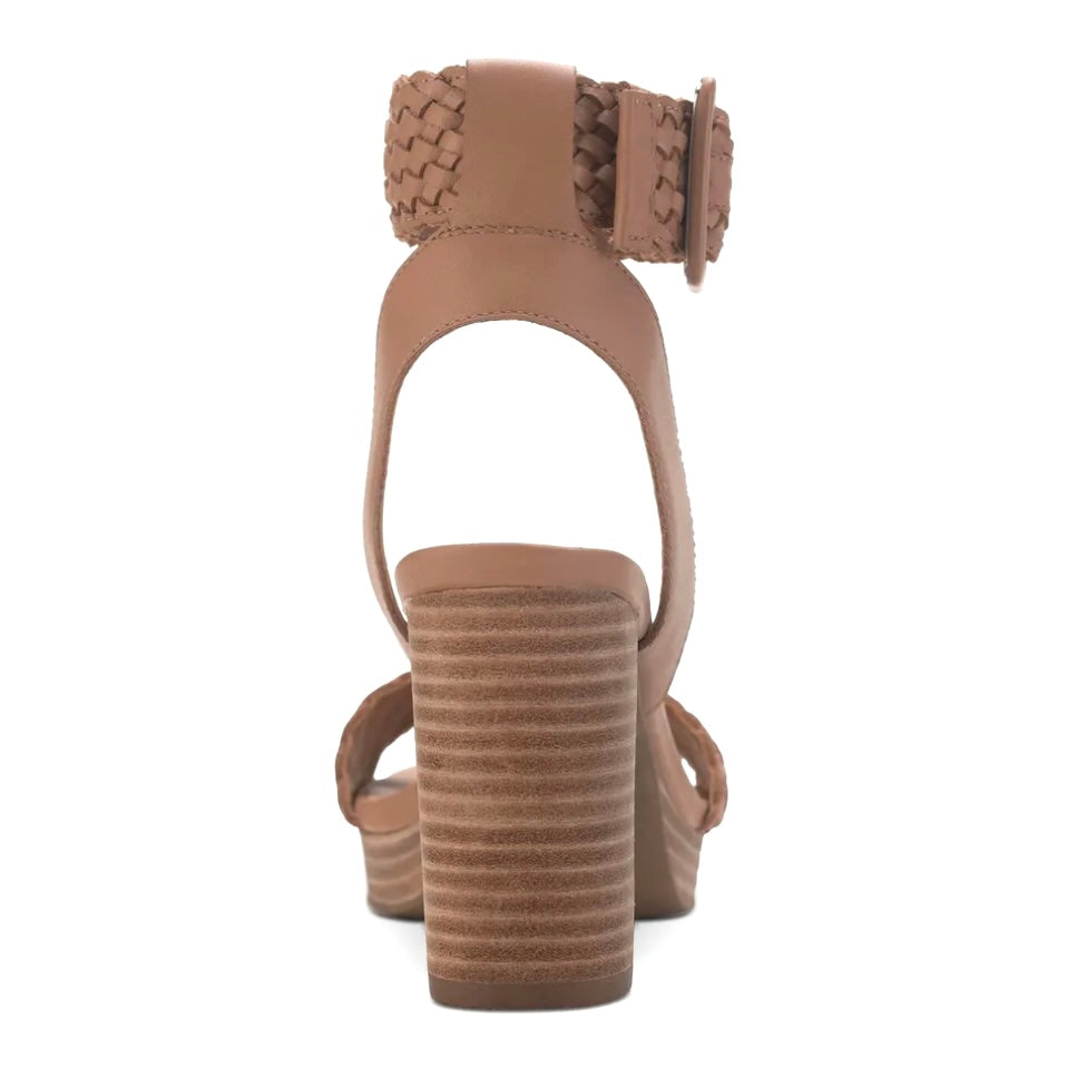 STEFANI Tan Woven Block Heel Platform Size 6.5 Women's Sandals