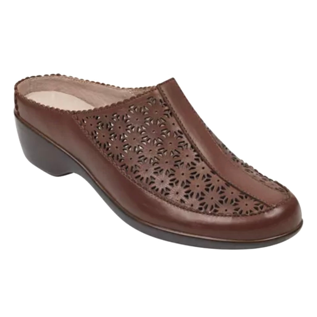 DUSK Women's Leather Slip On Casual Mules