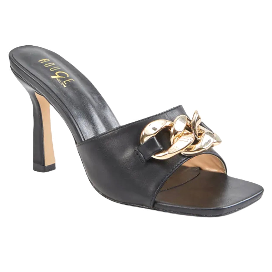 High Heel Square Toe Black Shoes Size 8.5 Women's Sandals