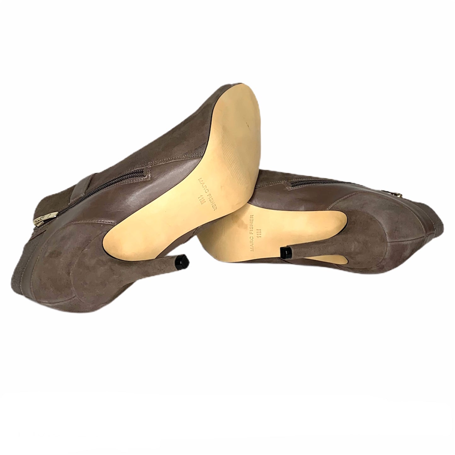 Brown Suede Peep Toe Stiletto Heel Size 11 M Booties Women's Ankle Boots
