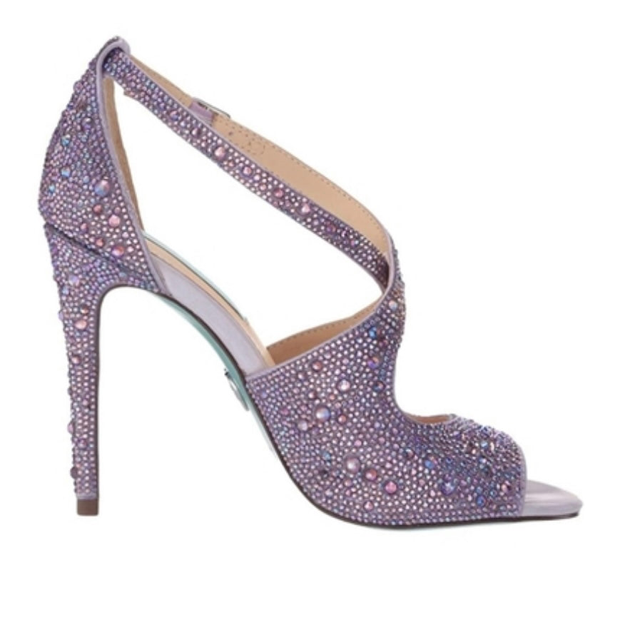 SB-SAGE Lilac Ankle Strap Rhinestone Stiletto Heel Women's Dress Sandals