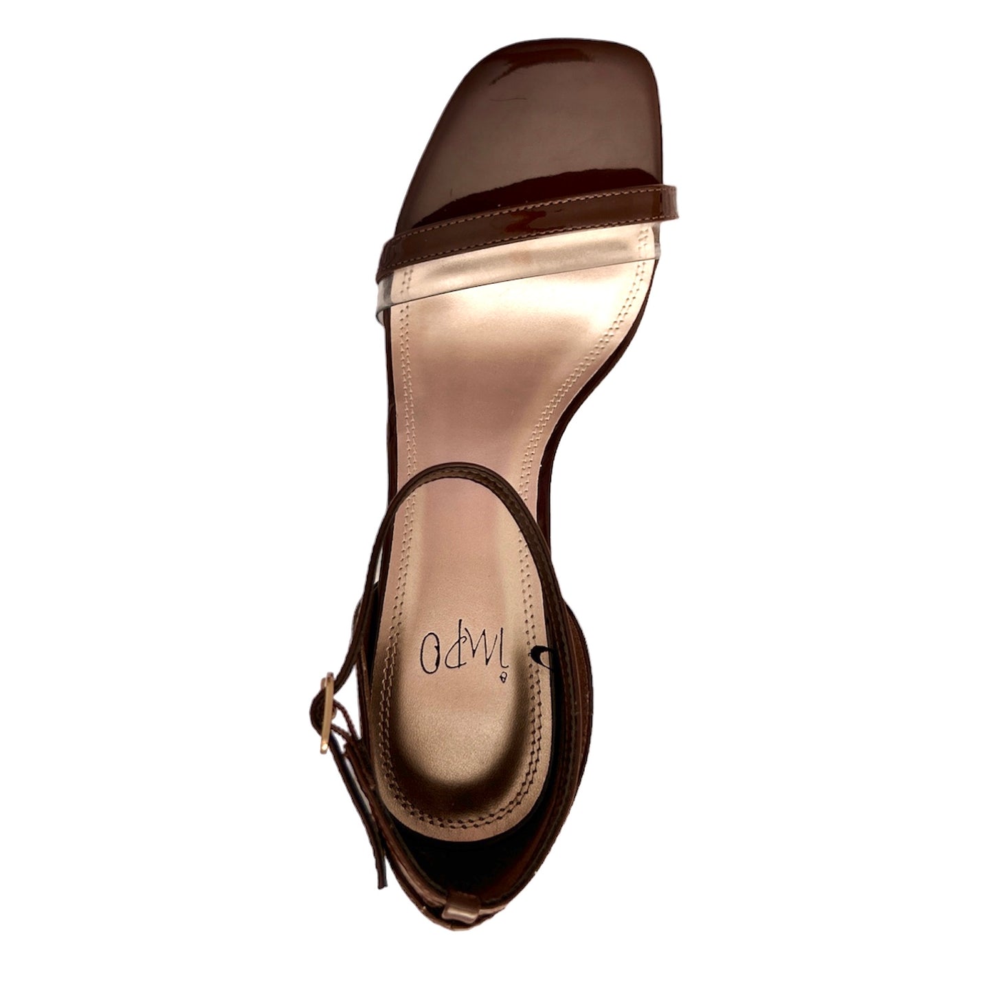 TATUM Brown/Clear Ankle Strap Square Toe Size 8.5 M Women's Sandals