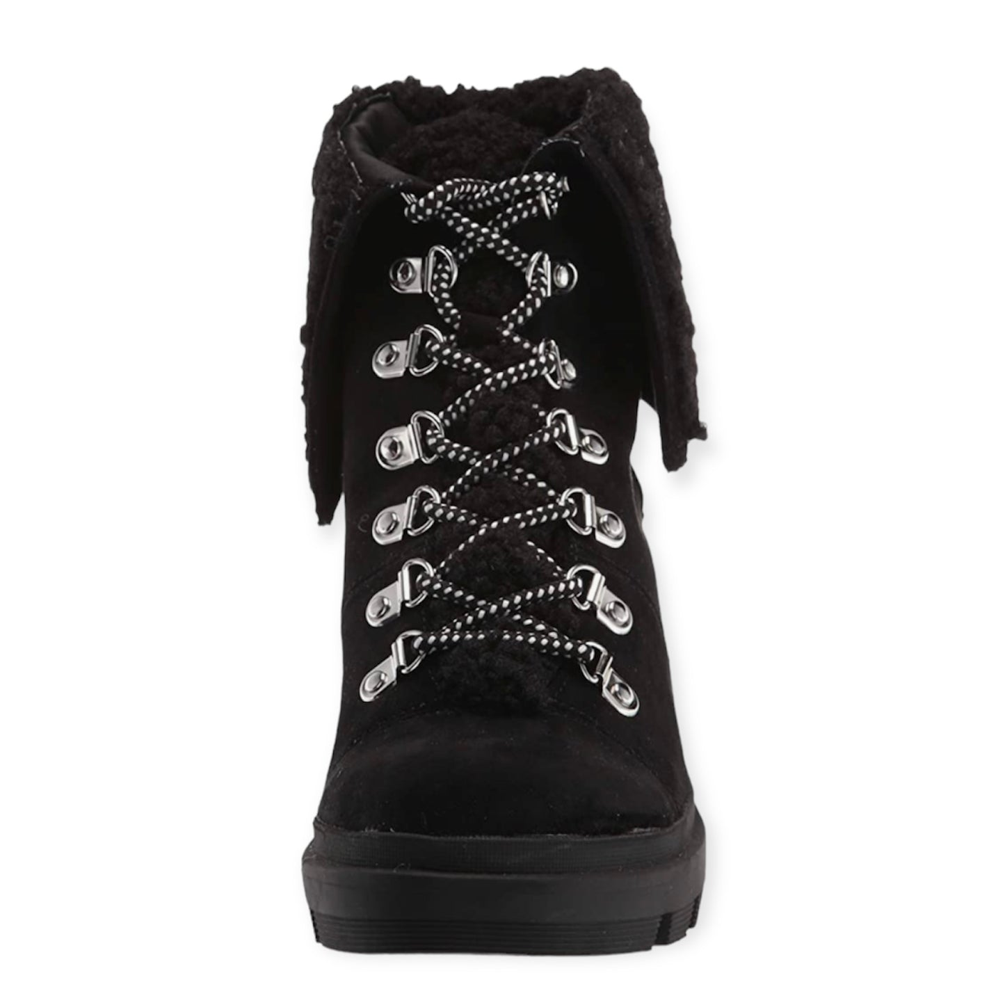 SAGE Black Suede Lace Up Block Heels Booties Size 7.5 Women's Ankle Boots
