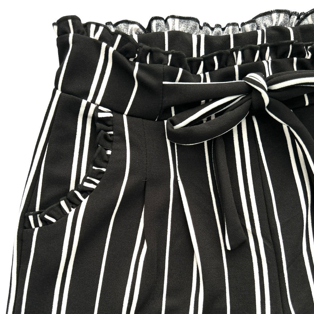 Casual Black/White Straight Leg Loose Fit High Rise Size M Women's Pants