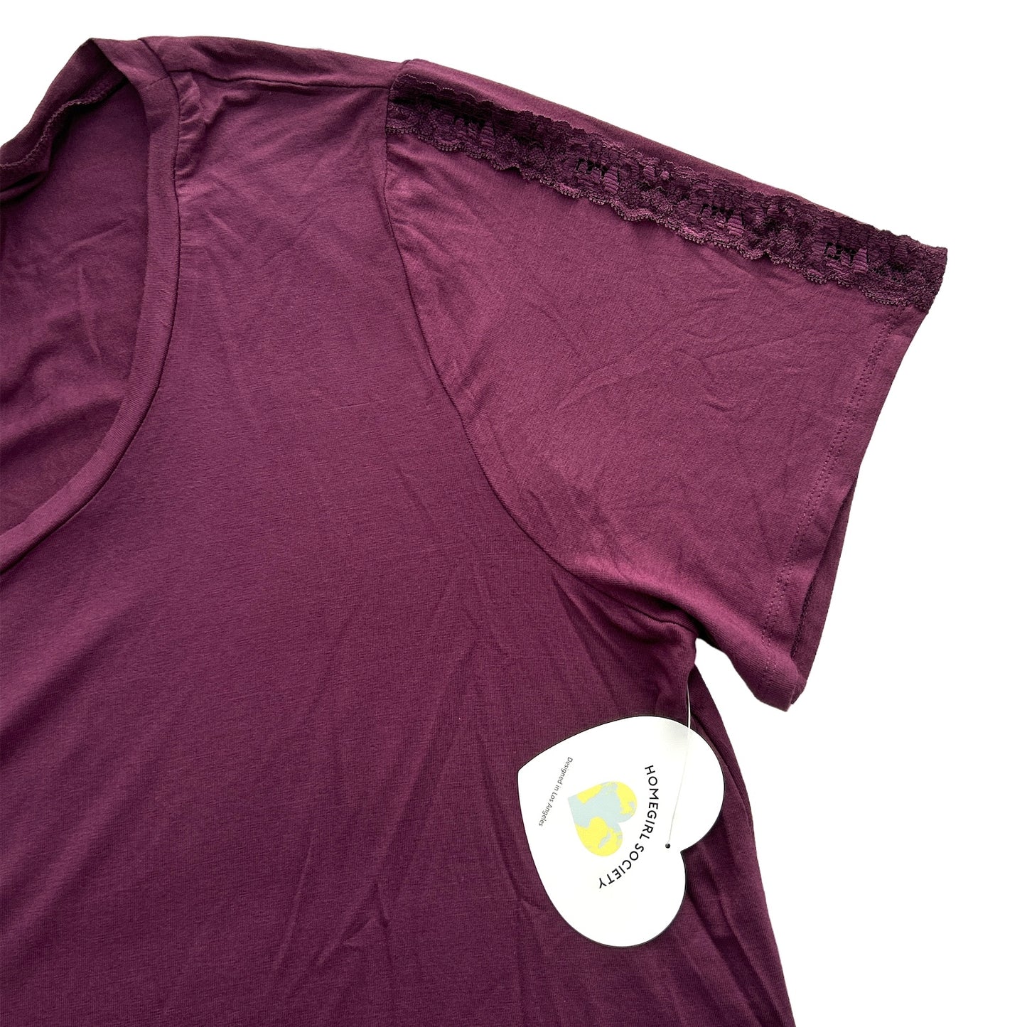 Purple Short Sleeve Scoop Neck Plus Size 3X Stretch Tops Women's T-Shirt