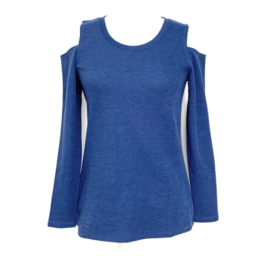 Blue Cold Shoulder Long Sleeve Size S Petite Women's Sweaters