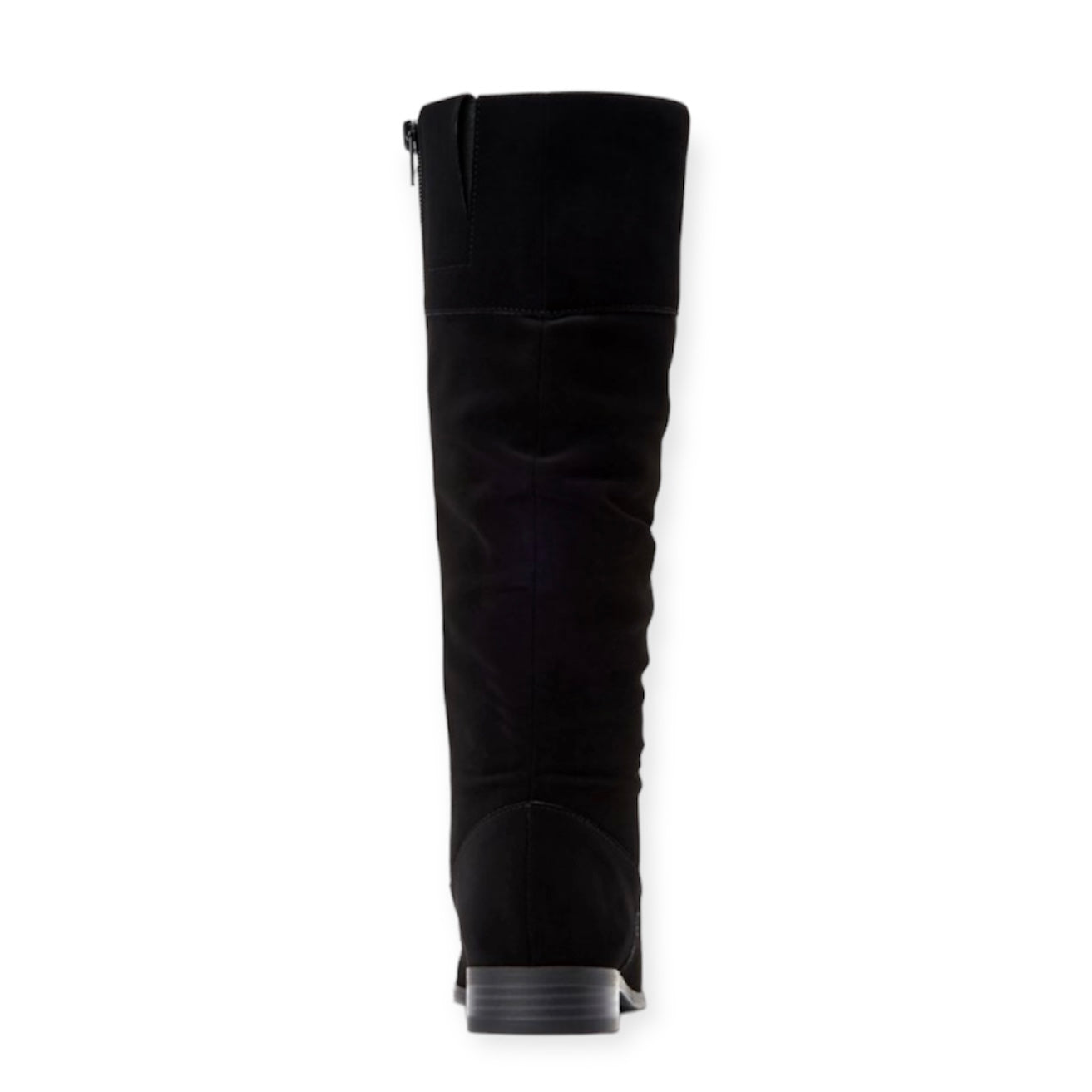 KELIMAEP Black Ruched Round Toe Zip Up Women's Riding Boots