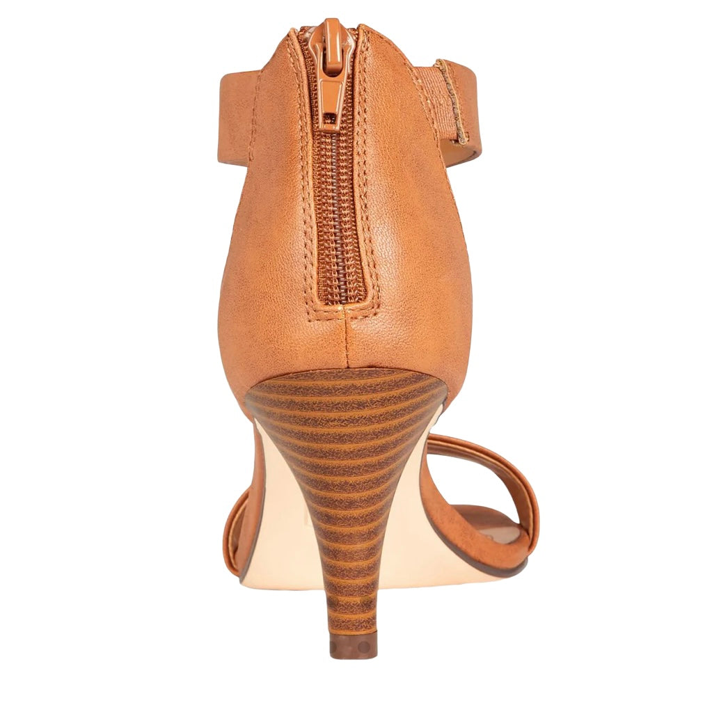 PAYCEE Tan Open Toe Ankle Strap Cone Heel Size 9.5 M Women's Sandals