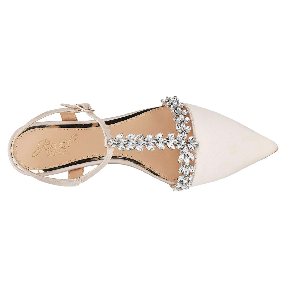RAE Champagne Satin Rhinestones Pointed Toe Size 8 Women's Flats