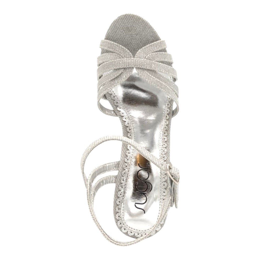 CAPRICORN Silver Metallic Ankle Buckle Wedge Heel Size 8.5 Women's Sandals