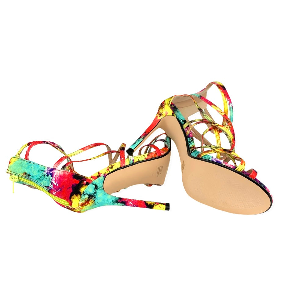 Tie-Dye Zipper up Strappy High Heels Size 10 Women's Sandals