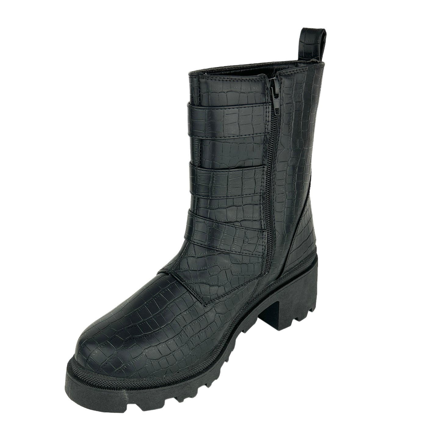 FILO Women's Lug Sole Croc Embossed Combats Boots
