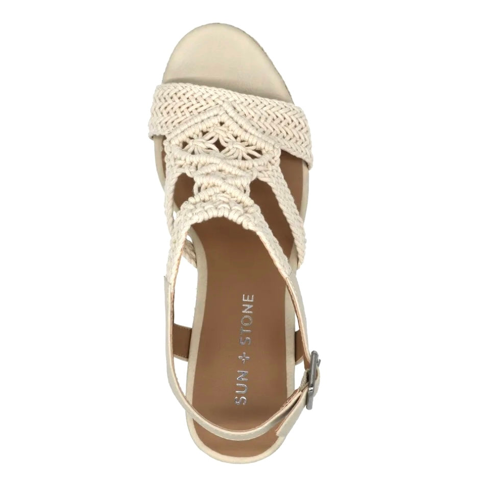 ESMEF Ivory Woven Wedge Espadrille Heel Platform Size 9M Women's Sandals