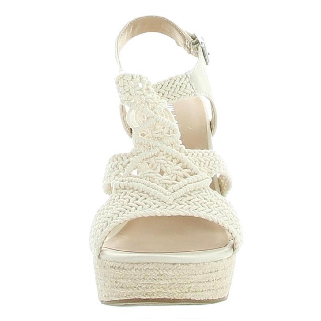 ESMEF Ivory Woven Wedge Espadrille Heel Platform Size 9M Women's Sandals