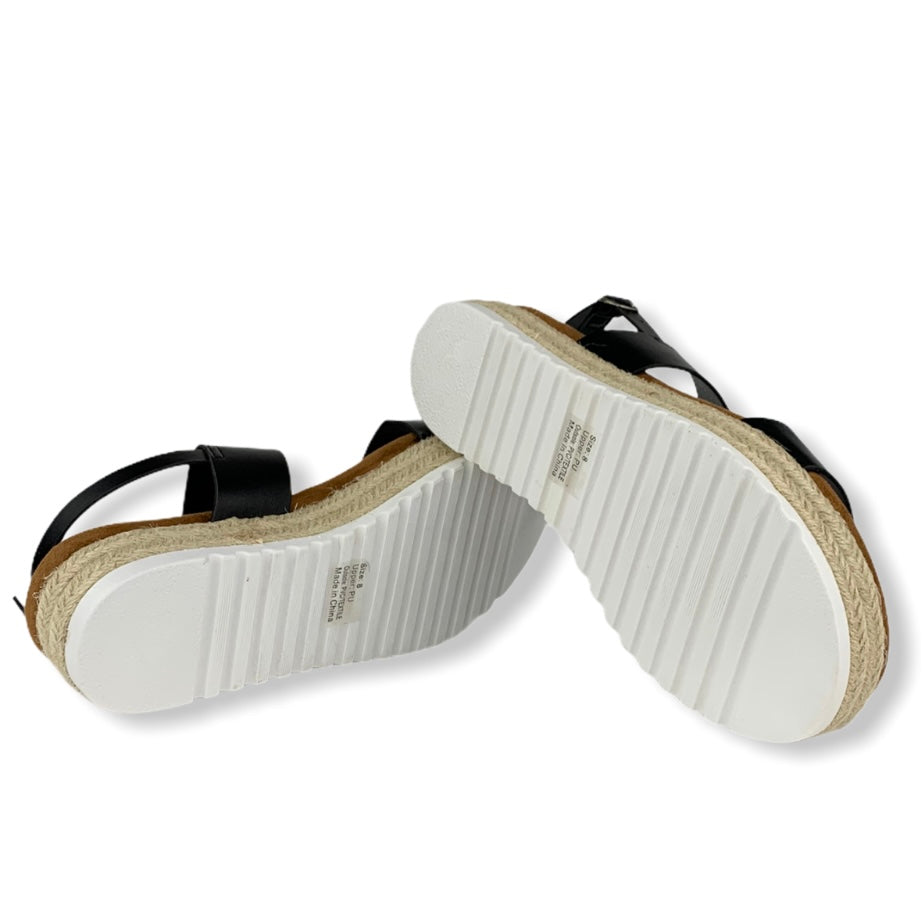 Black Comfort Round Toe Ankle Strap Espadrilles Women's Sandals
