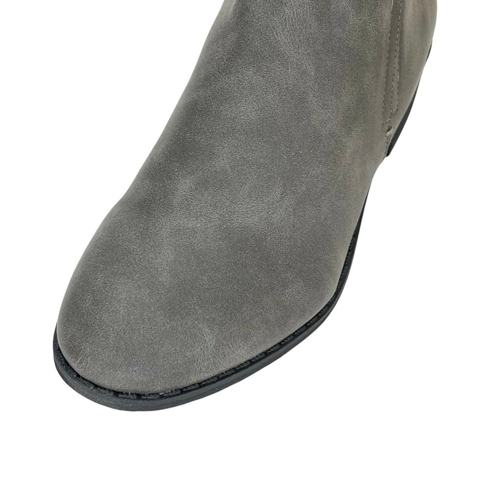 CADEE Gray Round Toe Zip Up Low Cup Booties Women's Ankle Boots