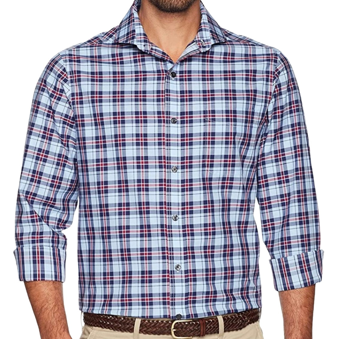 Classic Men's Plaid Print Long Sleeve Button-Down Shirt