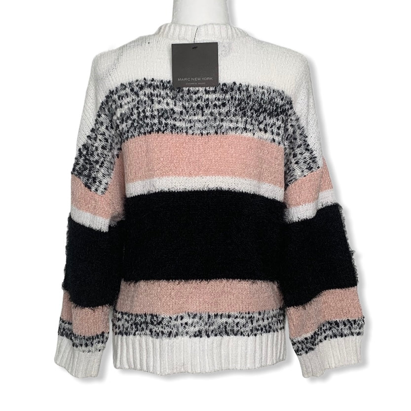 Knit Striped Long Sleeve Top Size L Crew Neck Women's Sweaters