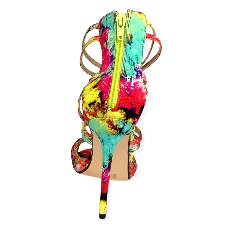 Tie-Dye Zipper up Strappy High Heels Size 10 Women's Sandals