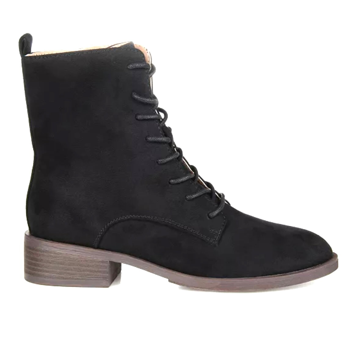VIENNA Black Suede Lace-Up Almond Toe Women's Combat Boot