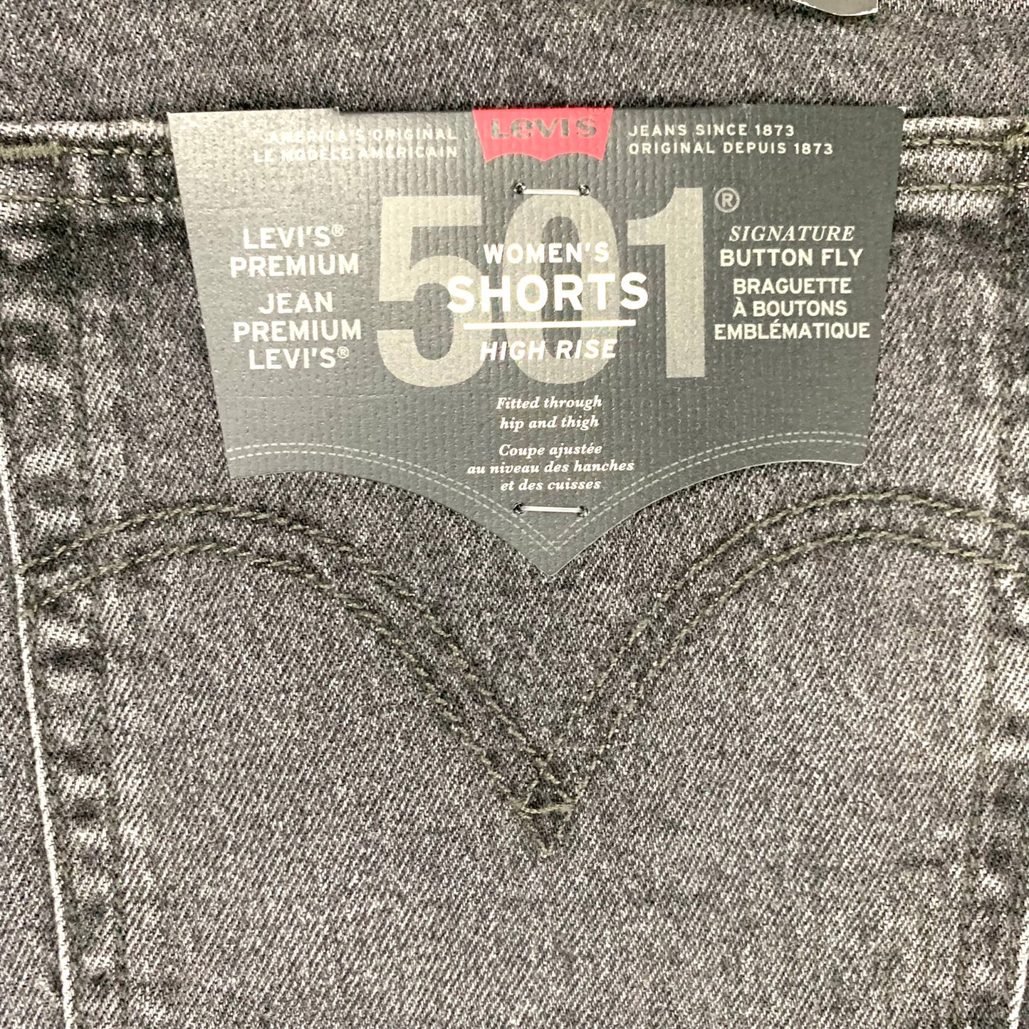 Black Denim Stretch Destroyed Plus Size 24 Women's Short
