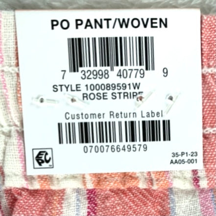 Women's Plus Size Multi-Stripe Linen Pants Wide Leg Cropped