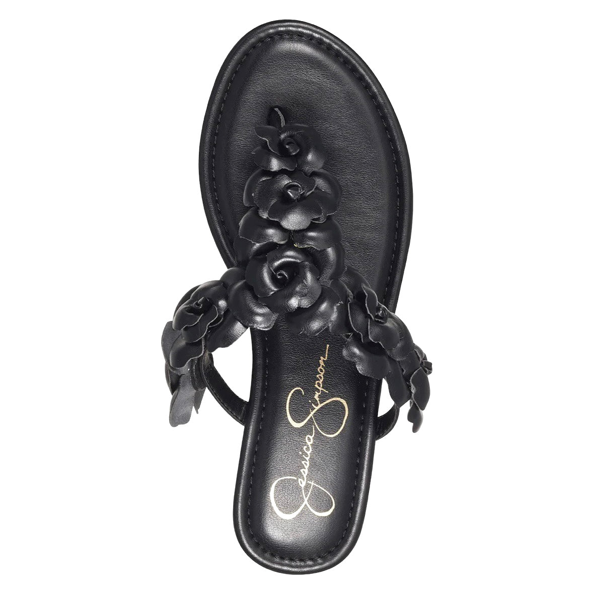 GINIMA Black Comfort Flats Thong Straps Slip On Women's Flats Sandals