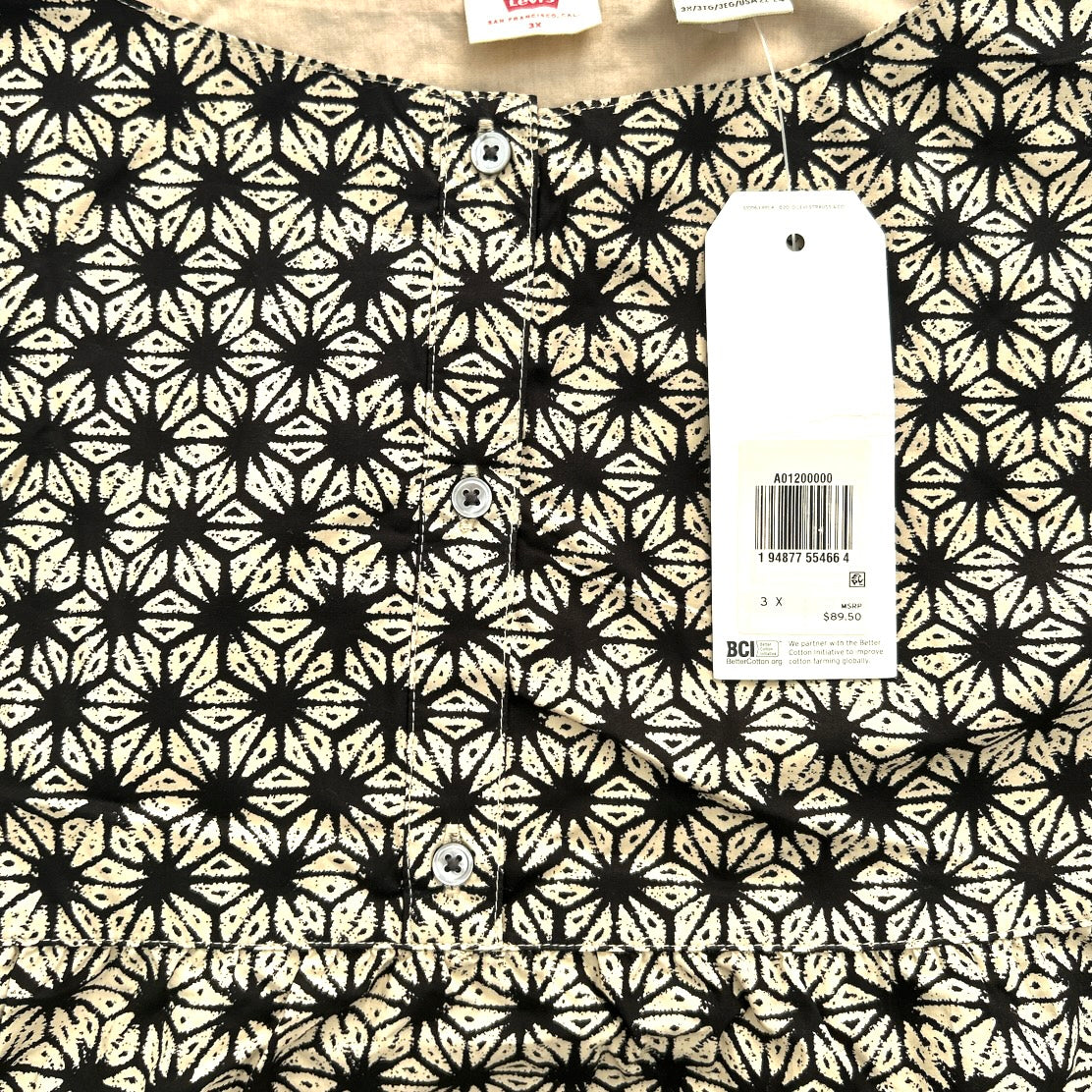 Beige/Black Sleeveless Plus Size 3X Pull On Women's Dress
