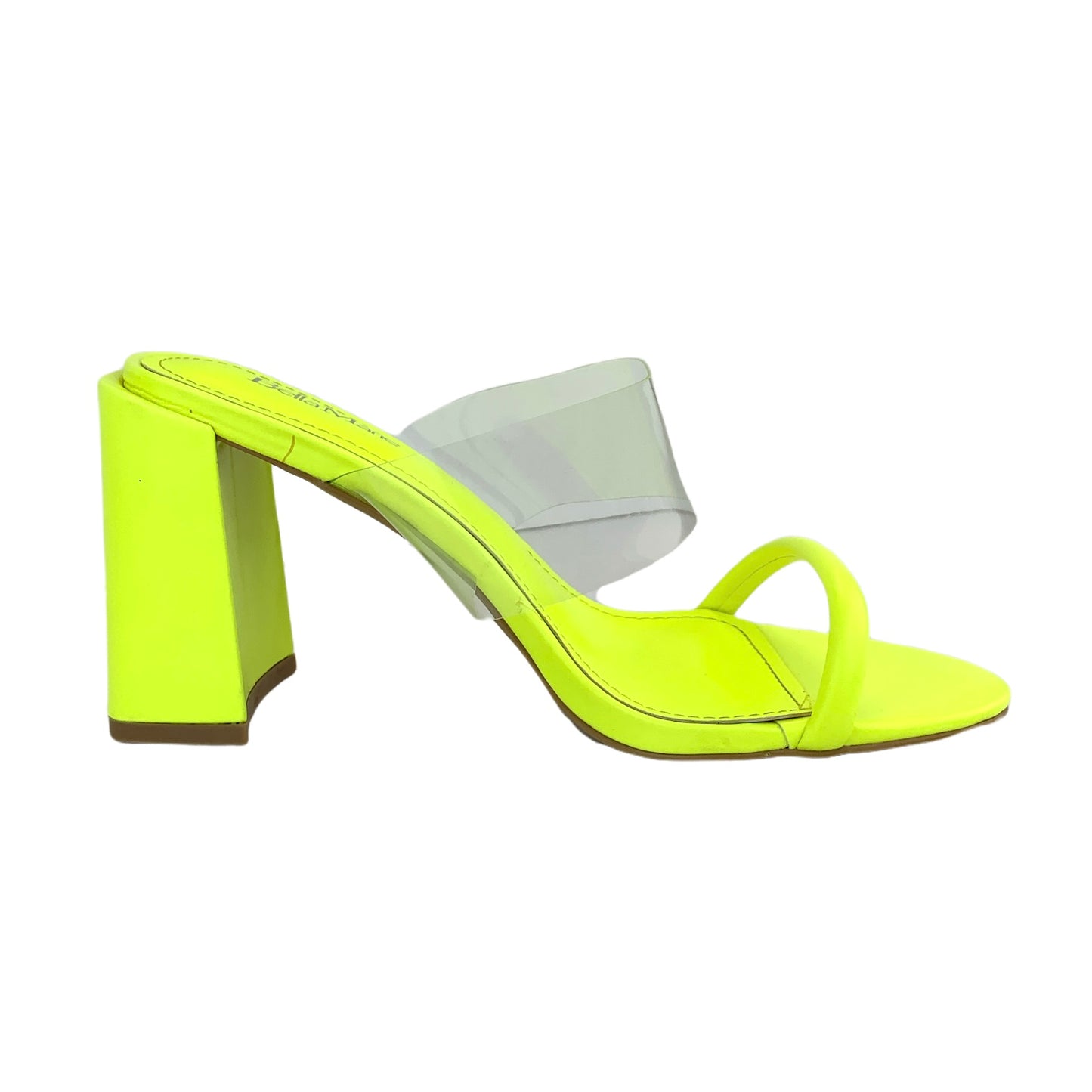 LOUNGE-1 Neon/Clear Slip On Block Heel Size 9 Fashion Women's Sandals