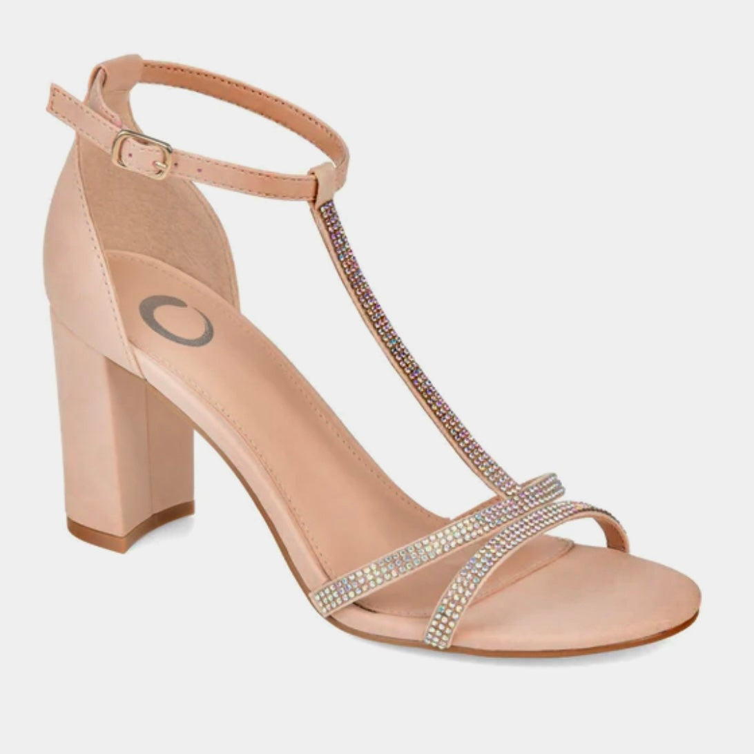 DENALI Nude Round Open Toe Block Heels Size 7 Women's Sandals